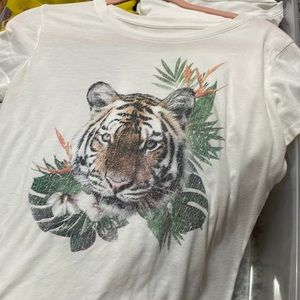 Large like Medium Tiger White Tee